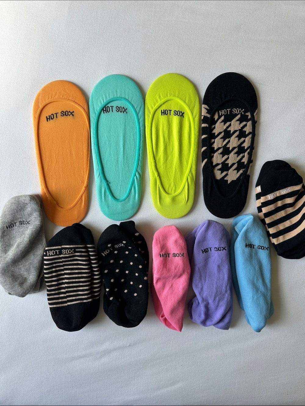 Hot Sox No-Show Sock Set - Orange, Aqua, Neon Yellow, Black & Pastel Mix